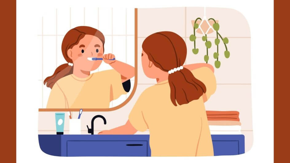 Criança escovando os dentes