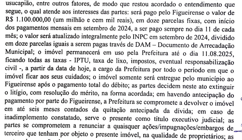 termos do acordo entre Figueirense e prefeitura de Florianópolis