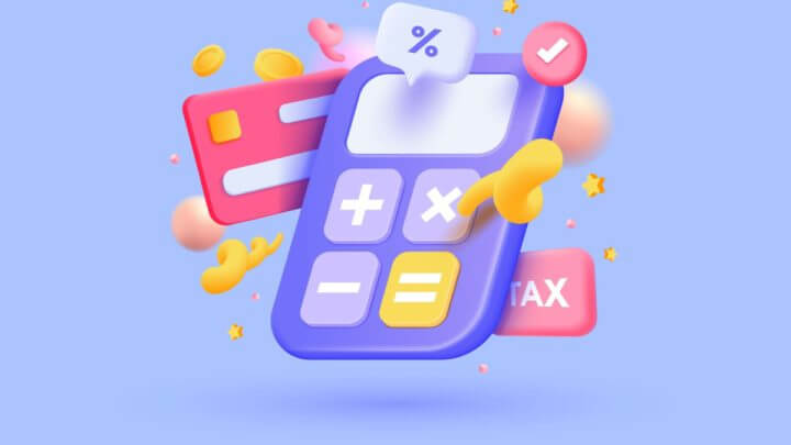 Ilustração 3d de uma calculadora