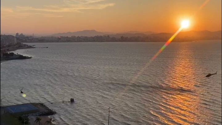Floripa tem congestionamento de helicópteros no fim de tarde