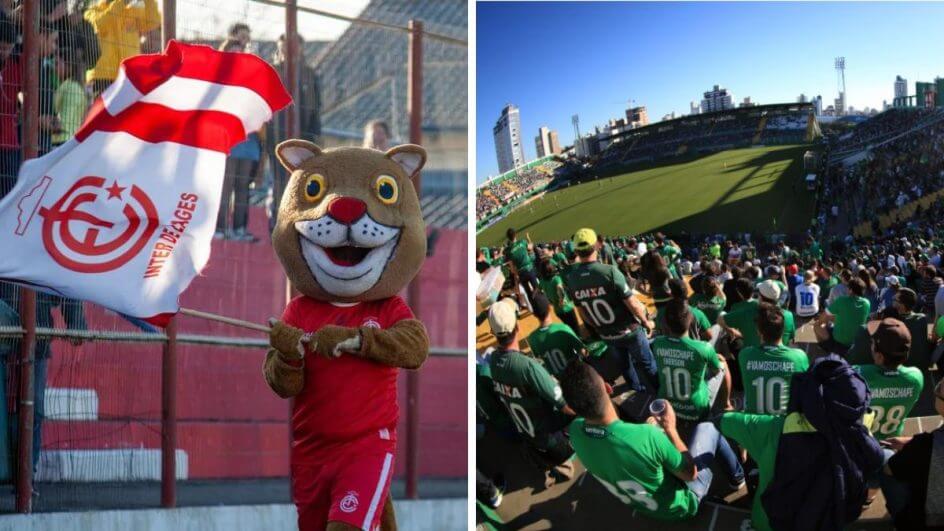 Mascote do Inter de Lages e torcida da Chapcoense