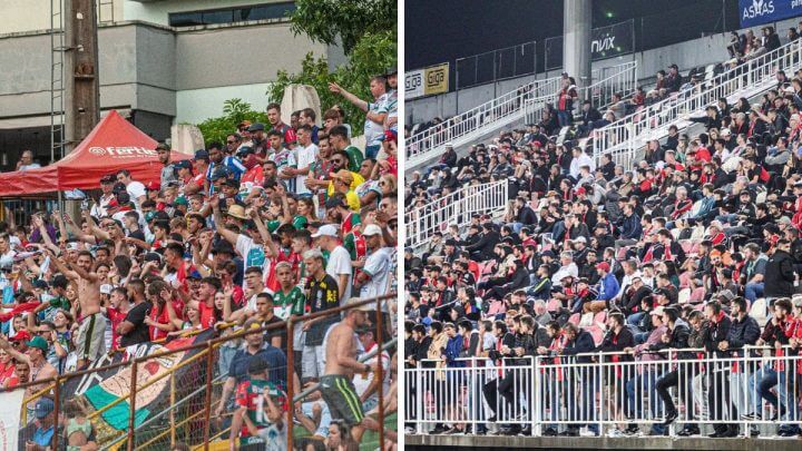 Torcidas de Concórdia e Joinville (Foto: Redes Sociais/Reprodução)