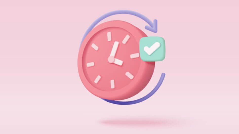 Ilustração de um relógio em tons de rosa