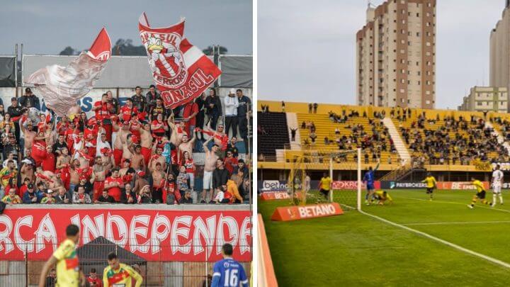 Torcida do Brusque e São Bernardo (Foto: Redes sociais/Reprodução)