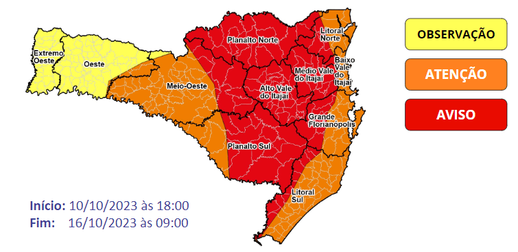Nova "onda" de chuvas volta a acender alerta em Santa Catarina