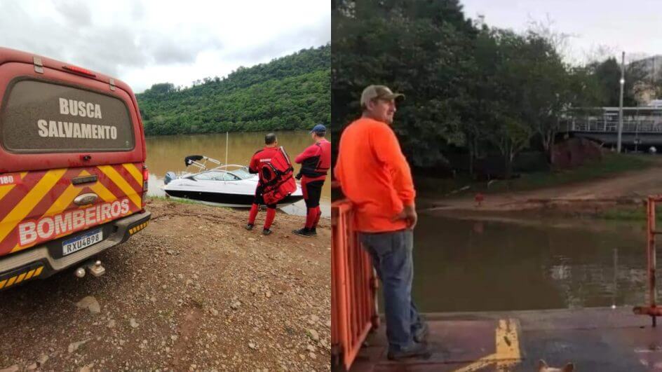 Buscas por desaparecido após balsa virar na divisa entre SC e RS chegam ao terceiro dia