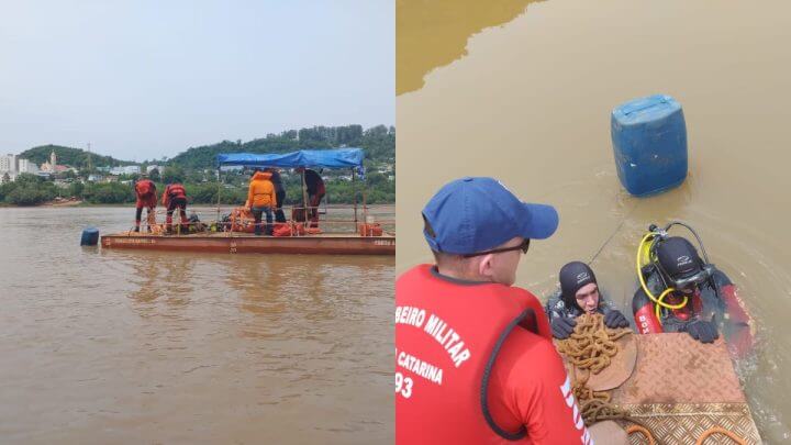 Caminhão que estava na balsa que afundou entre SC e RS é encontrado