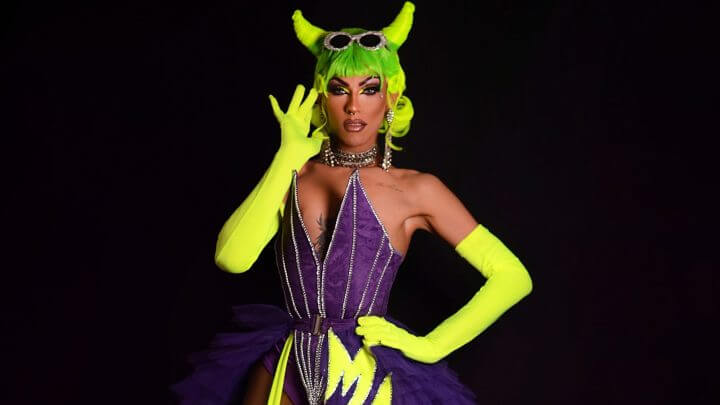 Hellena Malditta, top 5 do Drag Race Brasil, participa de festa na Casa Frisson, em Florianópolis. crédito Divulgação