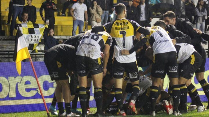 Jogadores do Criciúma comemoram gol contra o Vitória (Foto: Celso da Luz/Criciúma)