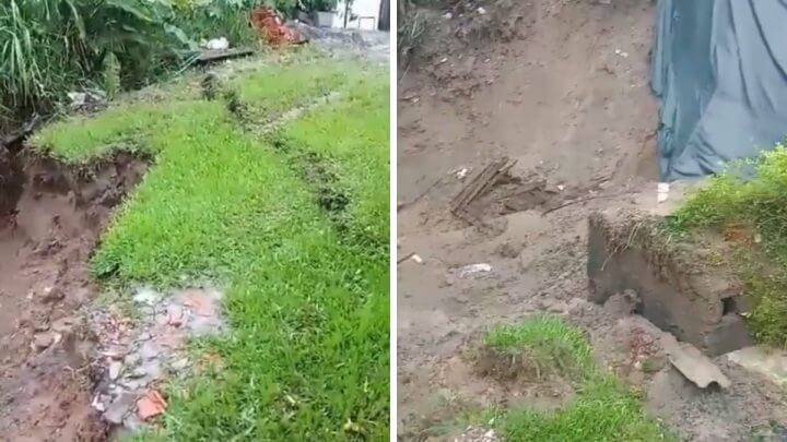 Morador flagra momento em que terra desliza no Sul de SC; Defesa Civil monitora riscos