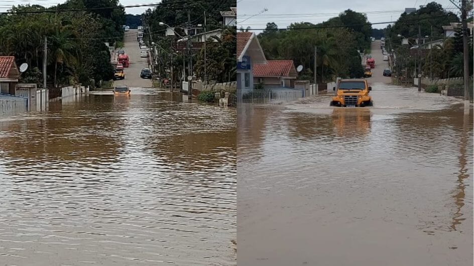 Glauco cruzou rua com água entrando no carro para levar gestante na última parte do trajeto até hospital