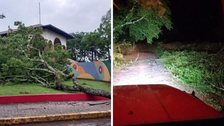 Temporal e ventos de até 126 kmh destelham casas e provoca estragos em SC
