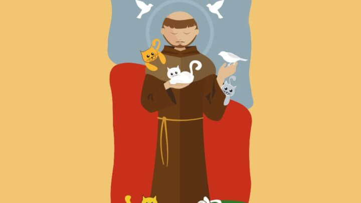 Ilustração de São Francisco de Assis com animais