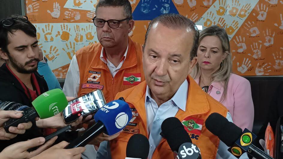 Chuva em SC pode gerar prejuízo incalculável afirma Jorginho Mello