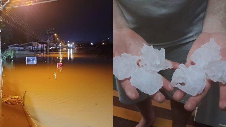 FOTOS Chuva traz granizo, enchente, interdita rodovias e causa mortes em SC