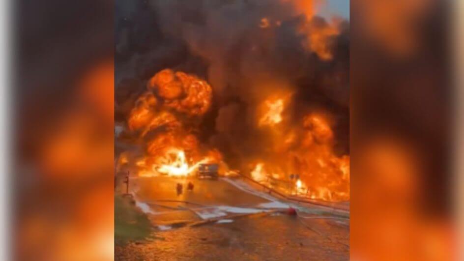 Imagens impressionantes mostram dimensão de incêndio em depósito de combustíveis em Chapecó