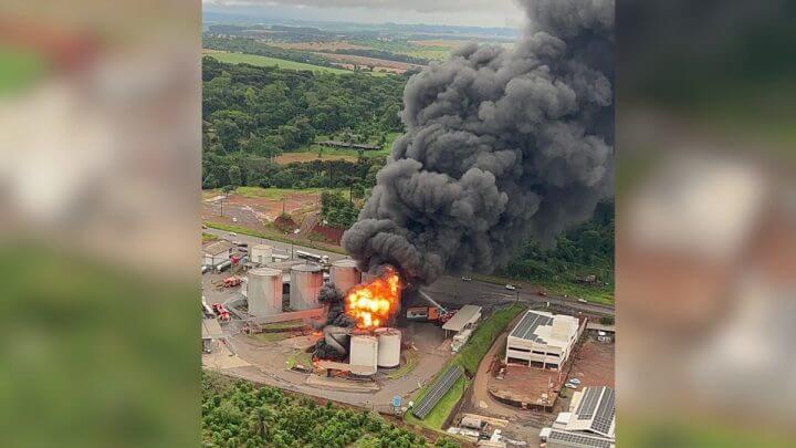 ncêndio em depósito de combustíveis de Chapecó pode contaminar solo e água