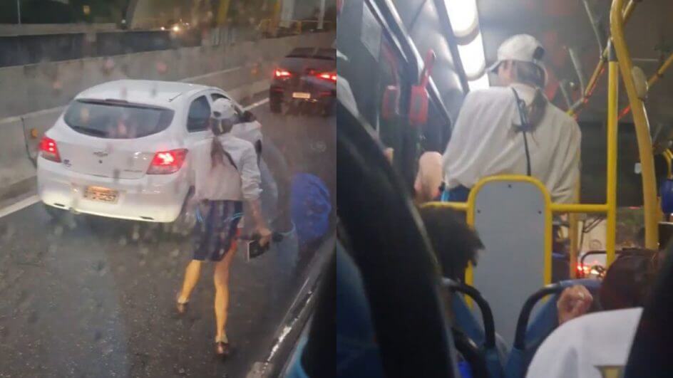 Passageiro pula do ônibus