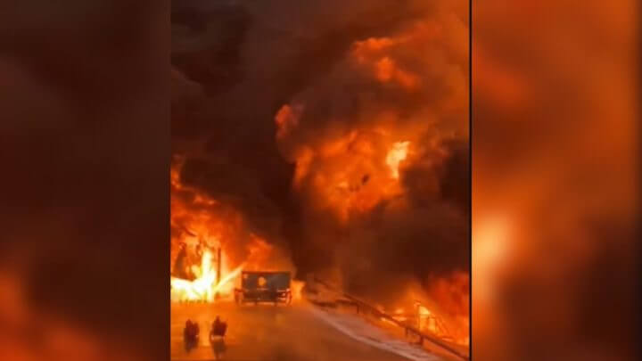 Vazamento em caminhão pode ser a causa de incêndio em depósito de combustíveis em Chapecó