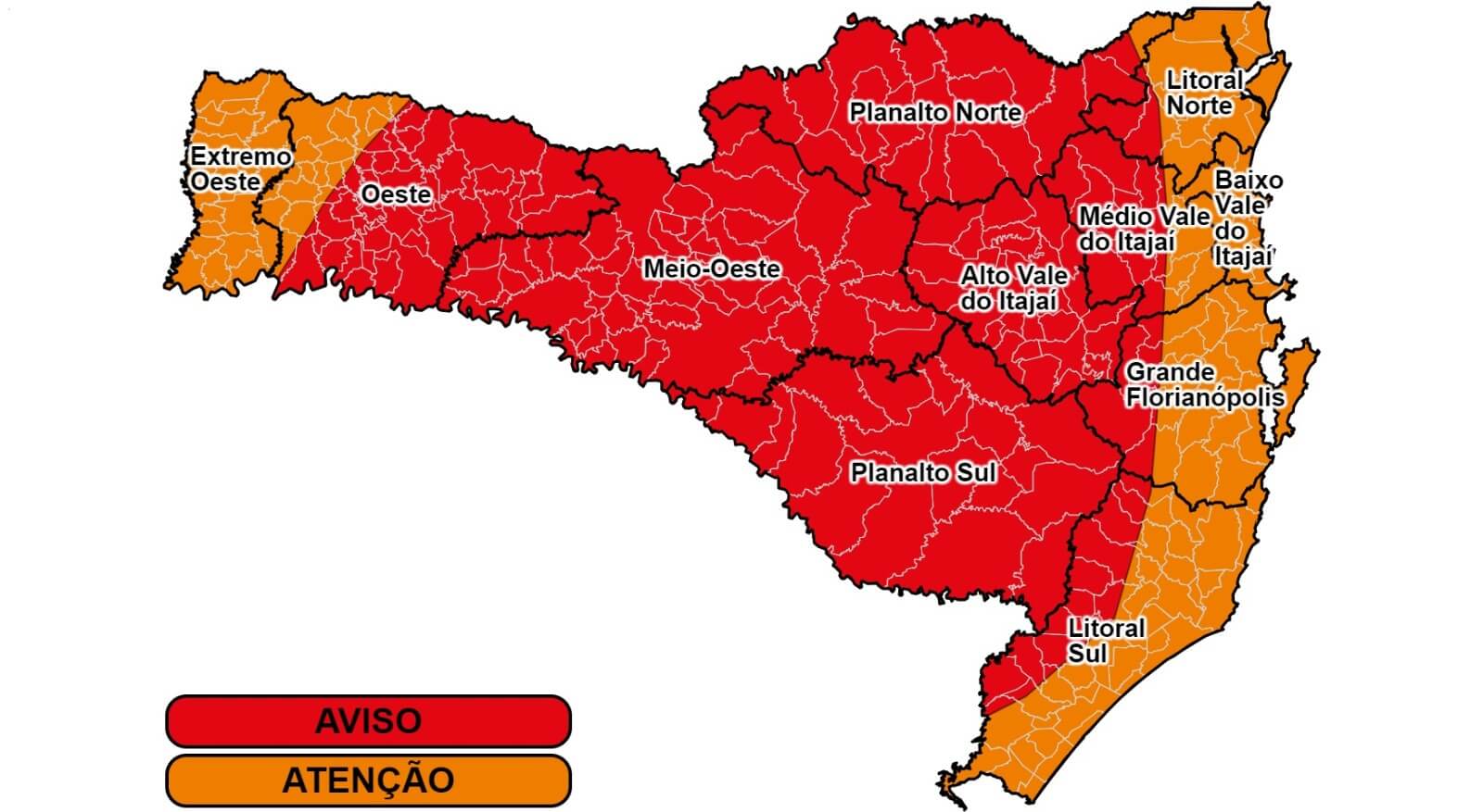 Feriado começa com risco alto para alagamentos e deslizamentos em SC