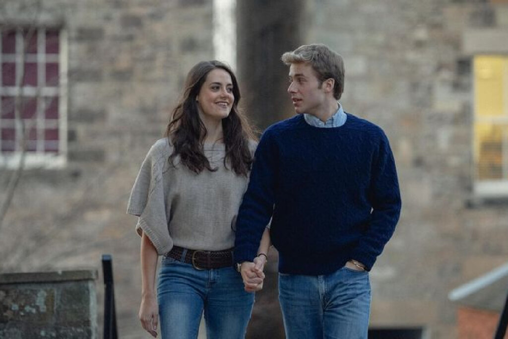 Na finalização de ‘The Crown’, Meg Bellamy e Ed McVey interpretam Kate Middleton e príncipe William, respectivamente (Imagem: Reprodução Digital | Netflix)