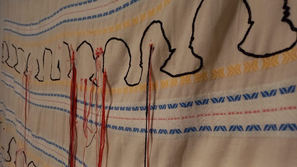 Detalhe do trablaho da artista Rosa Grizzo na Fundação Cultural BADESC. crédito Juliano Zanotelli