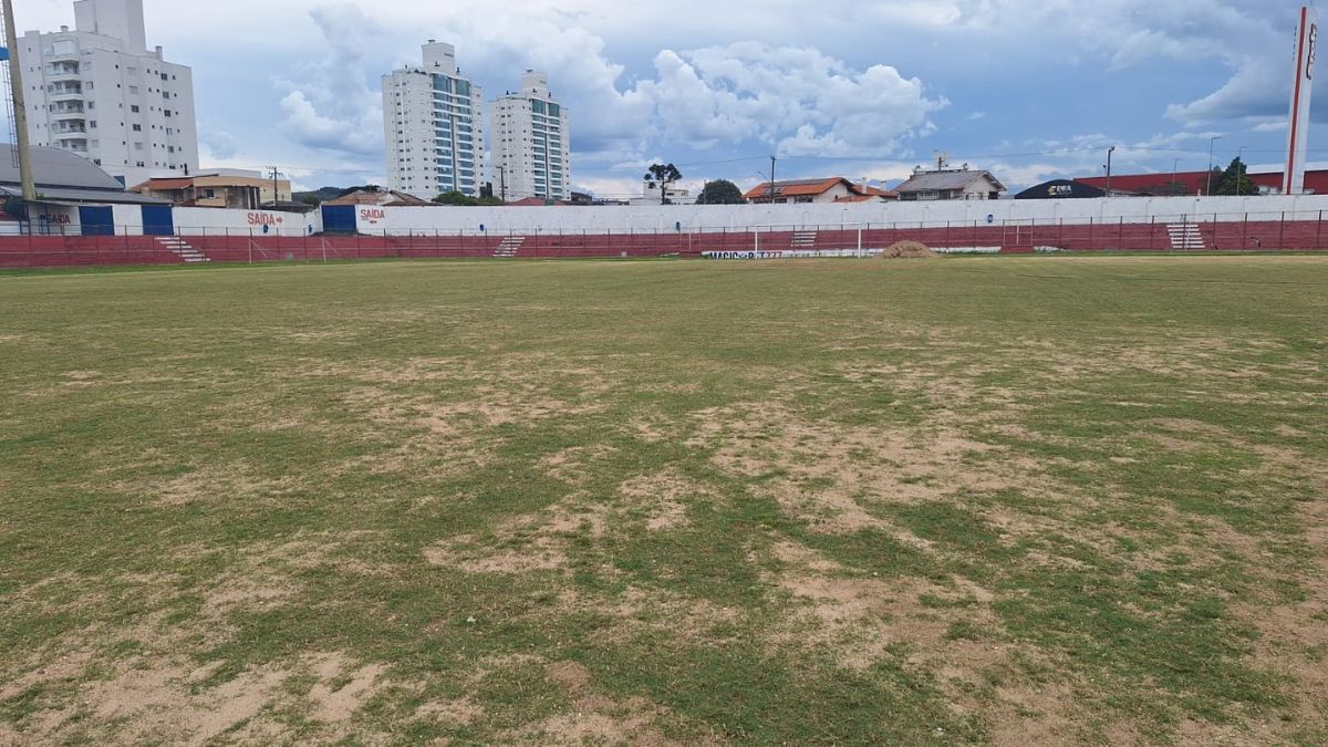 Gramado passa por revitalização (Foto: FME Lages, Divulgação)