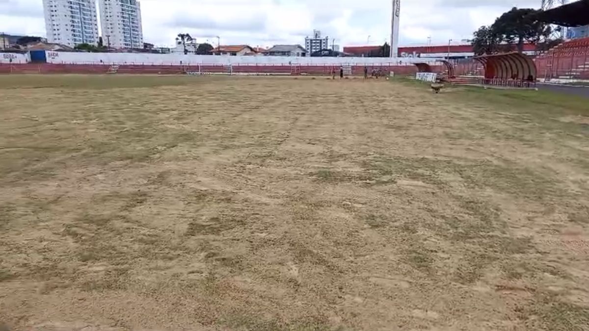 Gramado passa por revitalização (Foto: FME Lages, Divulgação)