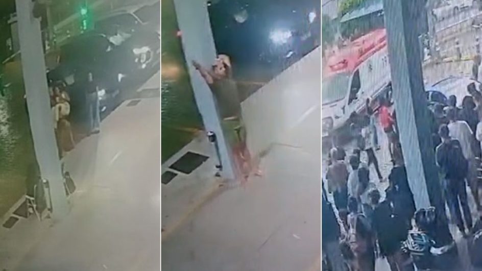 Imagens mostram jovens saindo da BMW durante a madrugada