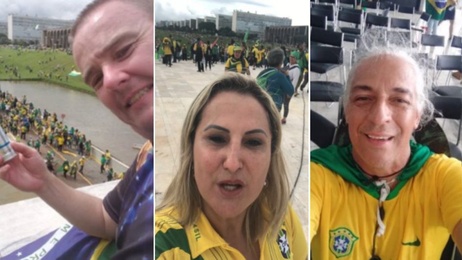 Gilberto (à esq.), Raquel (ao centro) e Ângelo (à dir.) foram os primeiros catarinenses condenados no STF pelos atos de 8 de janeiro