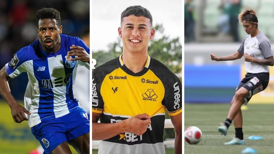 Destaques do Mercado da Bola de sábado (Foto: Portop, Divulgação, Criciúma, Divulgação, Santos Divulgação)