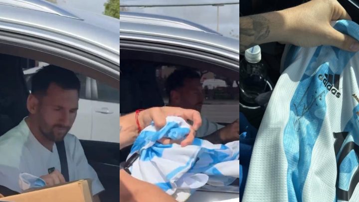 Messi assina camisa de torcedor no semáforo