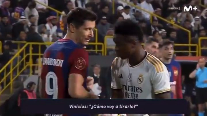 VÍDEO Lewandowski provoca Vinicius Junior antes do hat-trick