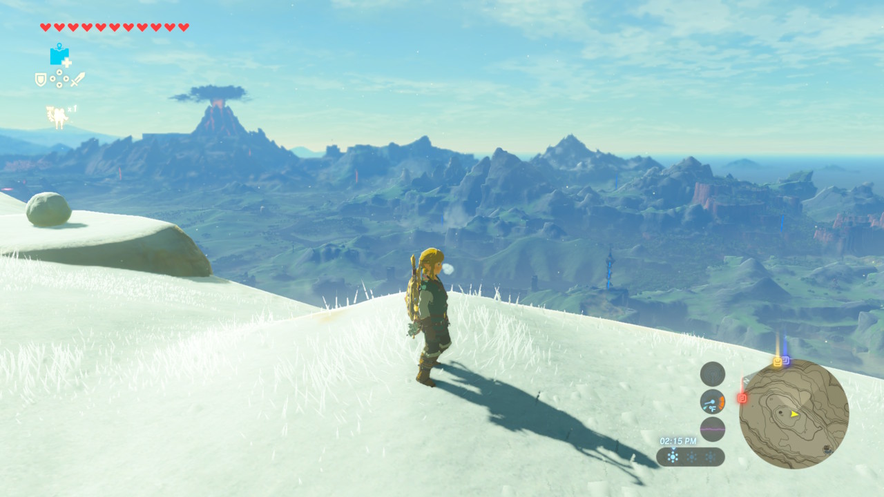 Link na neve em Zelda: Breath of the Wild