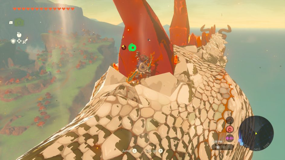 Link pega carona nas costas de dragão em Zelda Tears of The Kingdom
