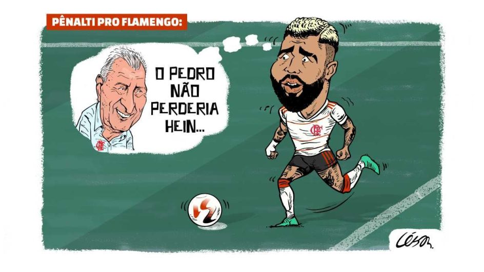 Charge do NSC Total relembra pênalti perdido por Gabriel Barbosa no clássico de domingo
