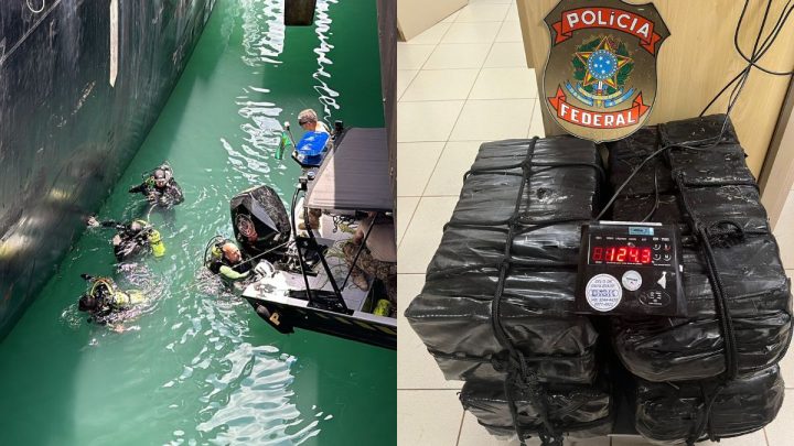 Carga de cocaína foi localizada por mergulhadores em navio atracado em Imbituba