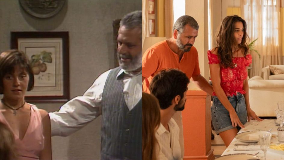 José Inocêncio e Mariana em remake e versão original de Renascer.