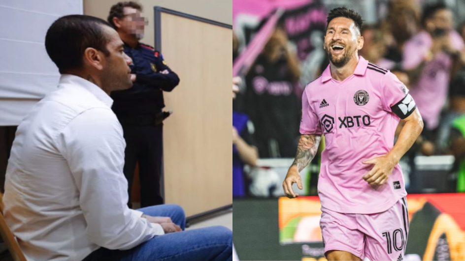 Daniel Alves está preso, enquanto Messi segue jogando como profissional (Foto: Marca, Reprodução, Inter Miami, Reprodução)