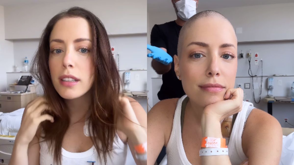 Fabiana Justus postou vídeo cortando cabelo em razão do tratamento contra leucemia (Foto: Reprodução)