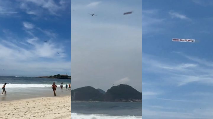 Torcida da LDU usa avião para provocar Fluminense