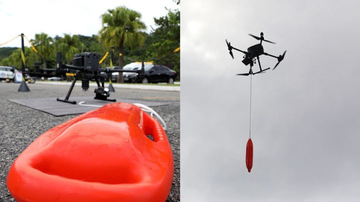 Drones têm capacidade para transportar boias