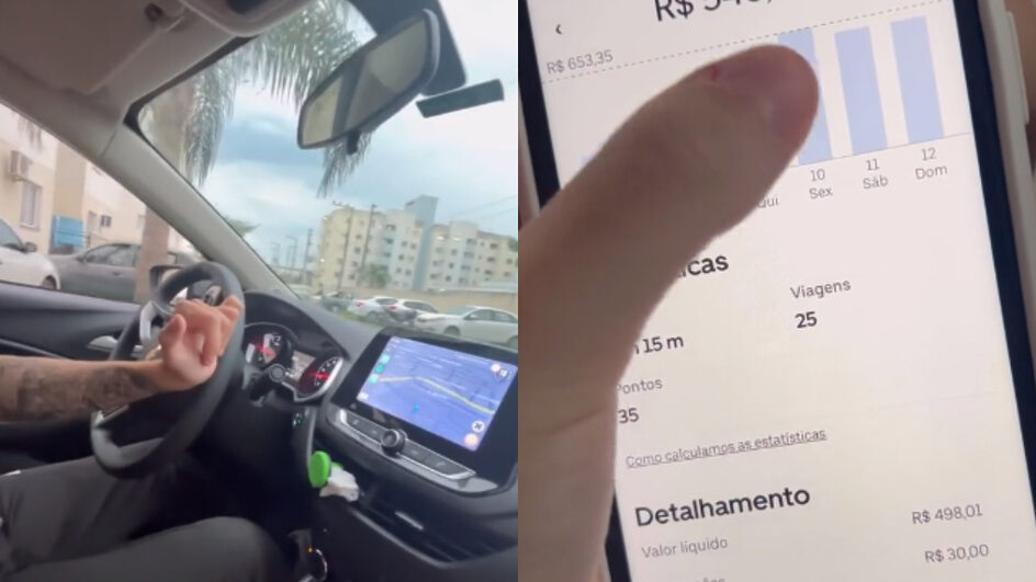 Homem mostra quanto ganha trabalhando como motorista de aplicativo em Florianópolis