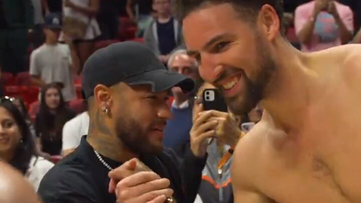 Neymar e Klay Thompson (Foto: Golden State Warriors, Instagram, Reprodução)