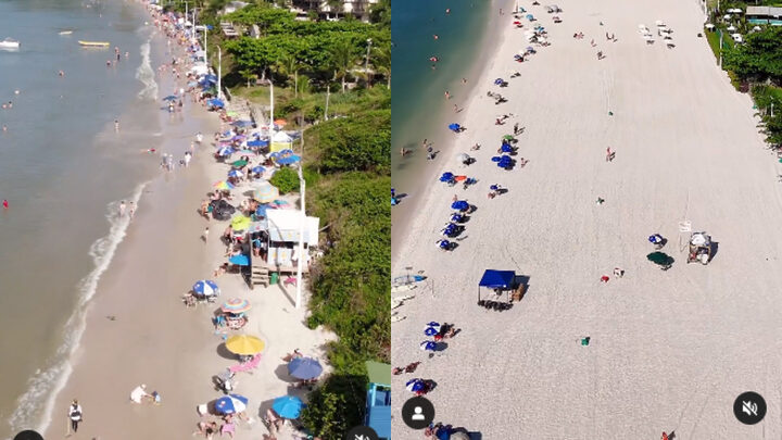 Vídeo compara antes e depois do alargamento da praia de Jurerê em Florianópolis