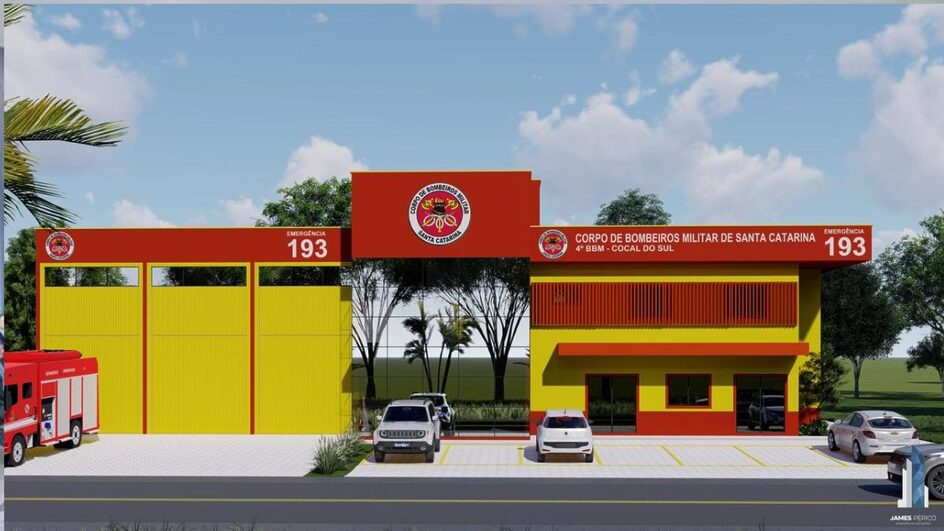 A obra tem previsão de conclusão para sete meses (Foto: Corpo de Bombeiros Militar de Santa Catarina, Divulgação)