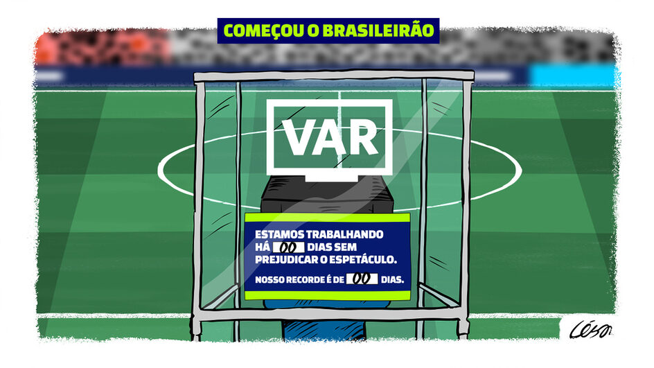 Charge VAR arbitragem Brasielirão (Charge: César Cartum)