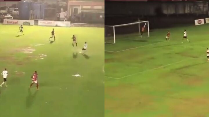 Gol do zagueiro do Concórdia na Série D (Foto: TV Xavante, Youtube, Reprodução)