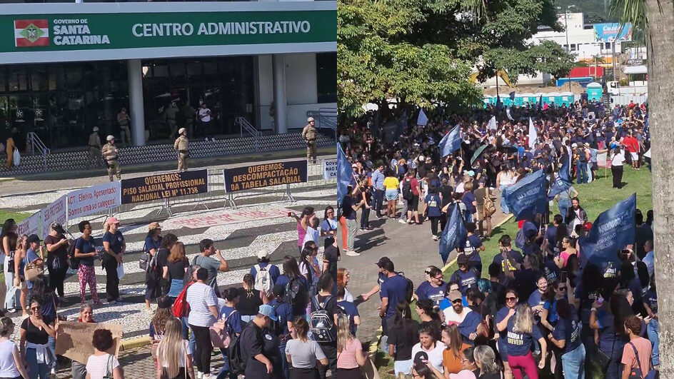 Manifestação de professores de SC em Florianópolis provoca filas na SC-401