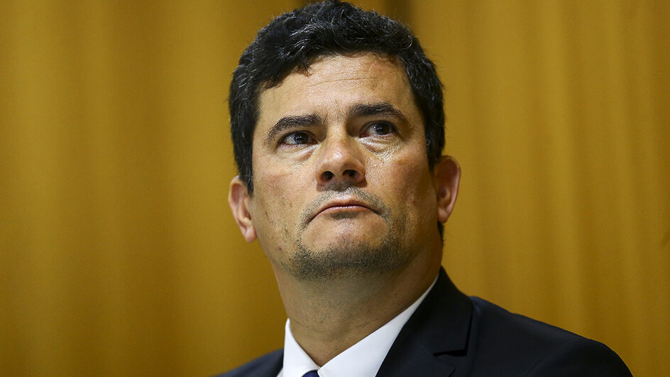 O ministro da Justiça e Segurança Pública, Sergio Moro, durante entrevista coletiva, para divulgar o Levantamento Nacional de Informações Penitenciárias (Infopen) de 2019.